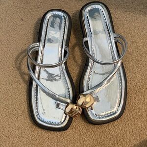 Silver Strappy Sandals